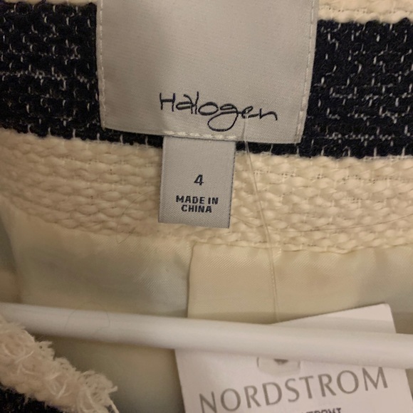 HALOGEN Navy Blue & White Striped Blazer Jacket - Picture 5 of 5